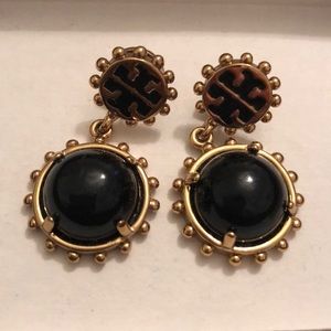 Tory Burch drop earrings - black and gold